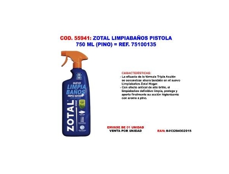 Zotal limpiabaños pistola 750 ml (pino) 75100135