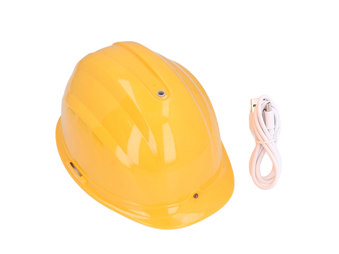 Casco de seguridad con ventilador industrial de CA para el trabajo, recargable, extraíble, 7000 mAh con linterna amarilla