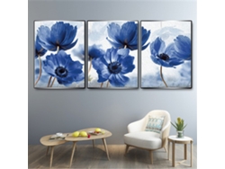Tapiz De Pared Con Estampado Floral Azul, De Estilo Minimalista Escandinavo.
