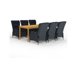 Juego de comedor de jardín de 7 piezas DKD Home Decor en gris oscuro