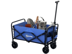 Carro de jardín plegable con asa telescópica, capacidad de carga de 100 kg, para camping, 64x42x27 cm, azul.