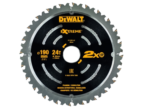 DEWALT DT4395-QZ - Hoja para sierra circular de demolición 190mm 24T EXTREME