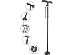 Bastón plegable con luz LED y alarma, bastón ajustable y bastón de apoyo.