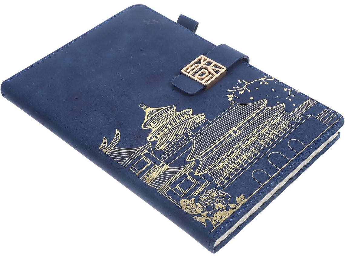 Cuaderno Planificador A5 De Estilo Retro Chino, Diario Grueso De Color Azul Oscuro