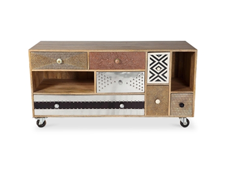 Mueble para TV estilo vintage de madera con estampado Mady 50x130x65cm VINTAGE STYLE