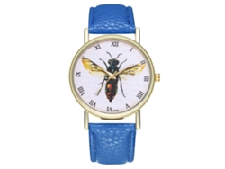 Reloj De Dama Reloj Hombre Cuero Quartzo Especimen Insecto Azul T194-a Zhoulianfa
