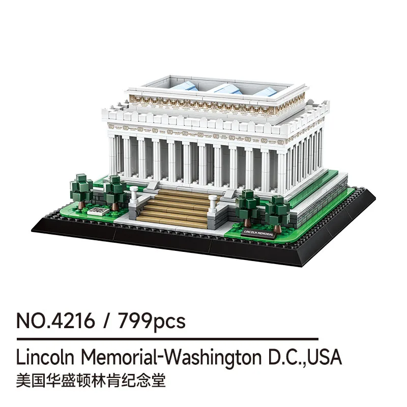 (4216) Kit de modelo de 799 piezas de edificios históricos mundialmente famosos, incluida la Campana de la Libertad y el Capitolio en Filadelfia.