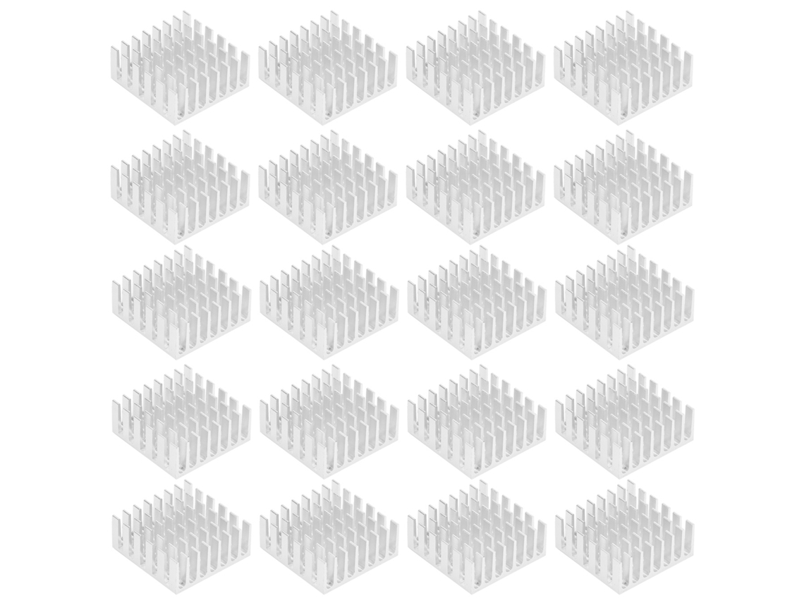 Yncm2026-20 Piezas Disipador De Calor Aluminio Plata Con Adhesivo Tp25x10x25 Para Cpu Componentes Electrónicos