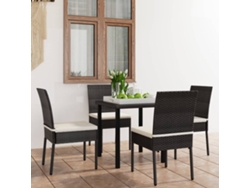 Juego de comedor de jardín de 5 piezas en mimbre sintético negro, Dkd Home Decor