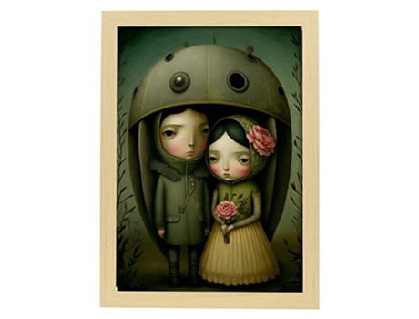 NACNIC Poster Pareja En Estilo Surrealismo Cinematográfico Ilustraciones Y Grabados De Historieta Abstracta Y Artística A3 Marcos Madera