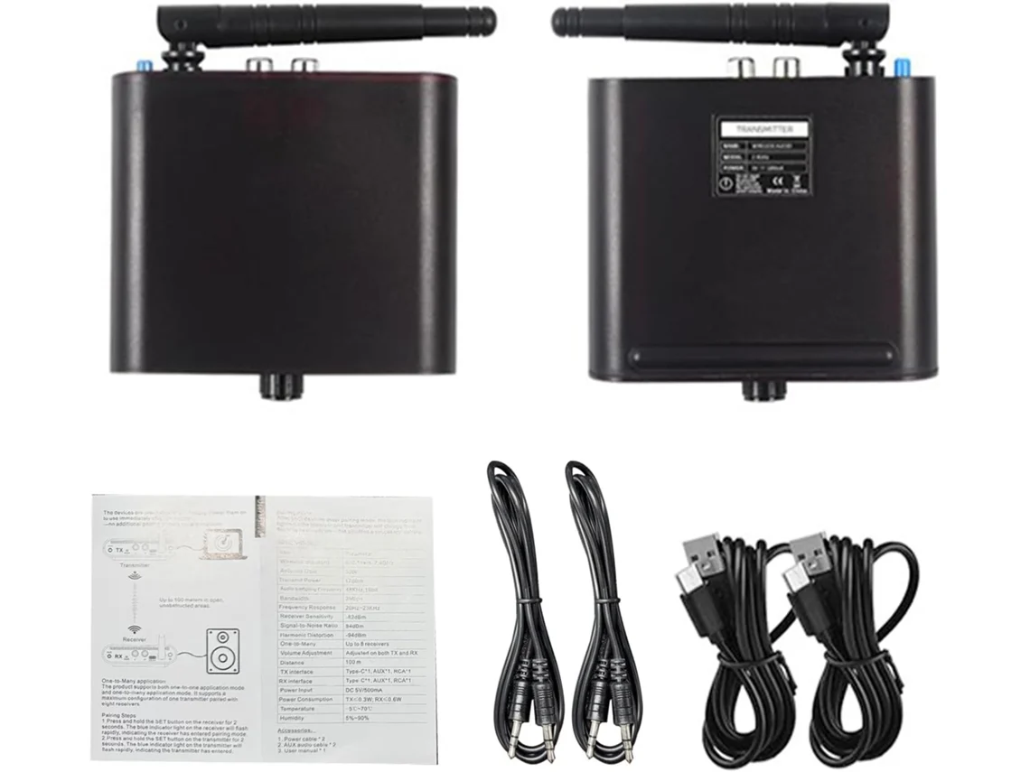 Transmisor Y Receptor De Audio Inalámbrico, Adaptador Estéreo De 100 M Y 15 Ms