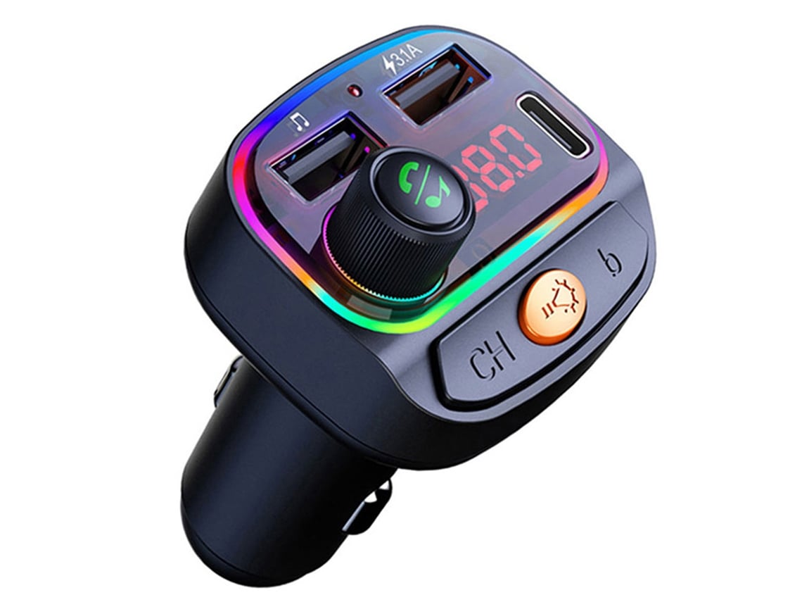 Coche Bluetooth 5.0 Adaptador de música Transmisor FM Receptor Kit de coche  Reproductor de audio MP3 Manos libres 3.1A USB Tipo-C Cargador rápido  ENZONS