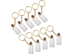 10 Botellas Vidrio Tapones Corcho 5 Paquete Recipientes Transparentes Llaveros Metálicos Decoración Hogar