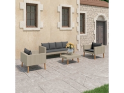 Conjunto de jardín de 4 piezas con cojines, mimbre sintético beige, DKD Home Decor