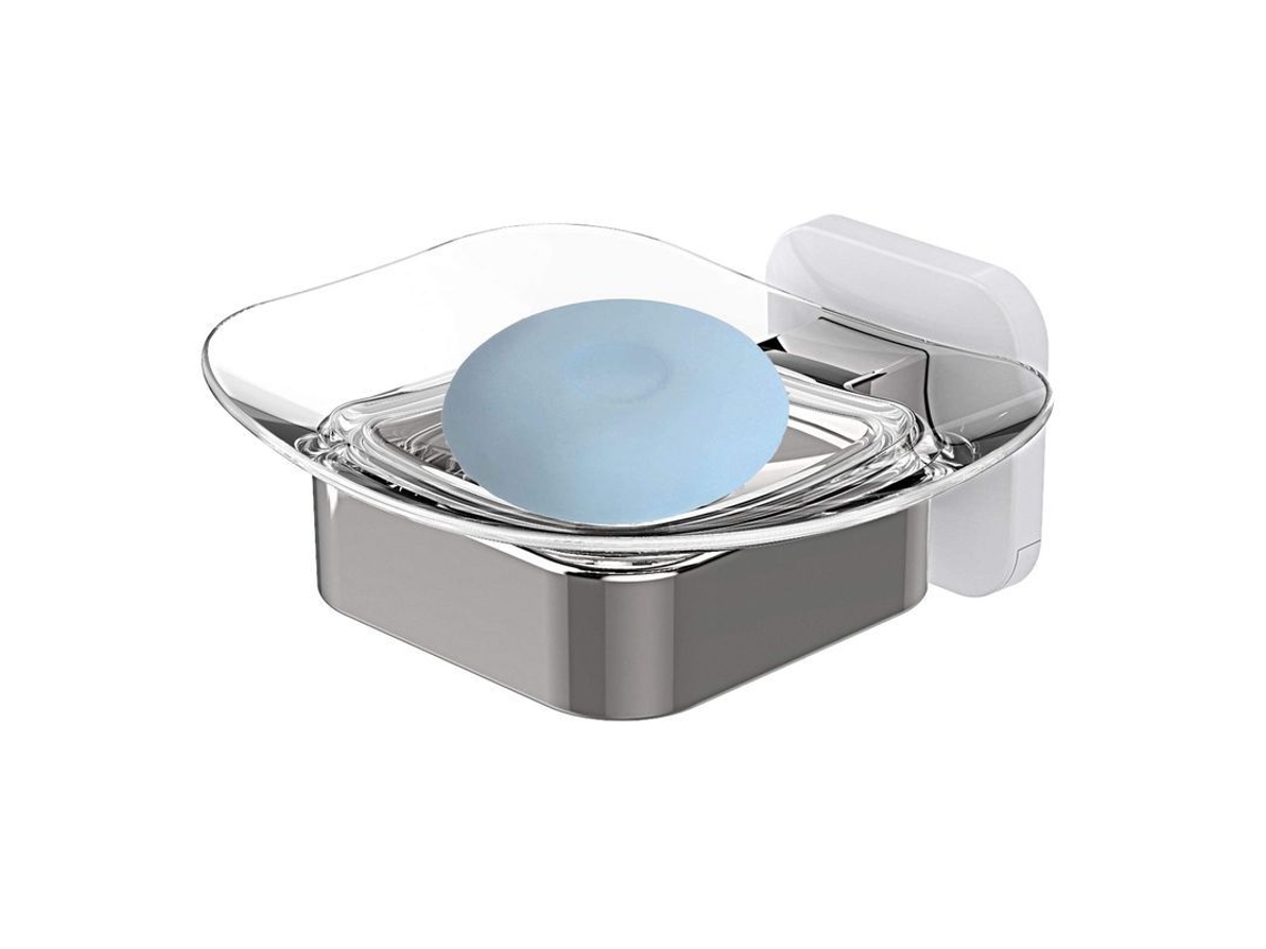 Jabonera Para Ducha, Baño Y Cocina (blanco + Plata) Qbm