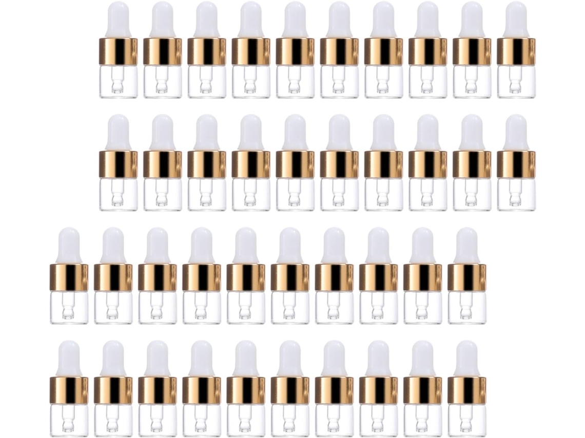 Paquete De 50 Mini Frascos Cuentagotas De Vidrio Transparente De 1 Ml Para Aceites Esenciales