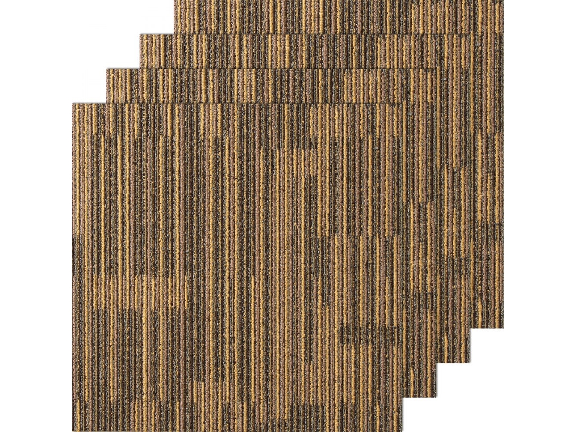 Juego de 12 losetas de moqueta marrón de 500 x 500 mm con base de PVC y alfombrillas acolchadas Tekmaquinas