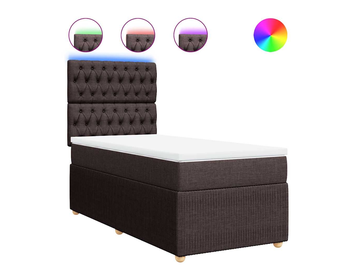 Maison Exclusive - Cama Box Spring Con Colchón Tela Marrón Oscuro 100x200 Cm