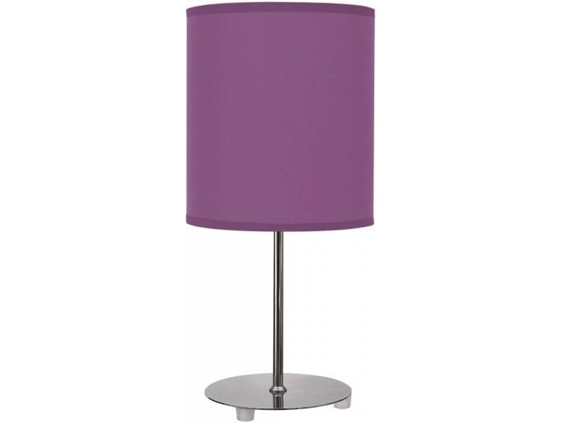 Lámpara de Mesa FABRILAMP Nicole (Lila - E27 - Máx. 60W - Metal - Tela)