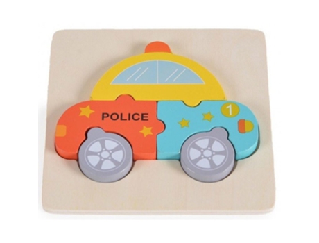 Juego Didáctico MONI Puzzle de Madera 6 Piezas Coche de Policía (Edad Mínima Recomendada: 36 meses)