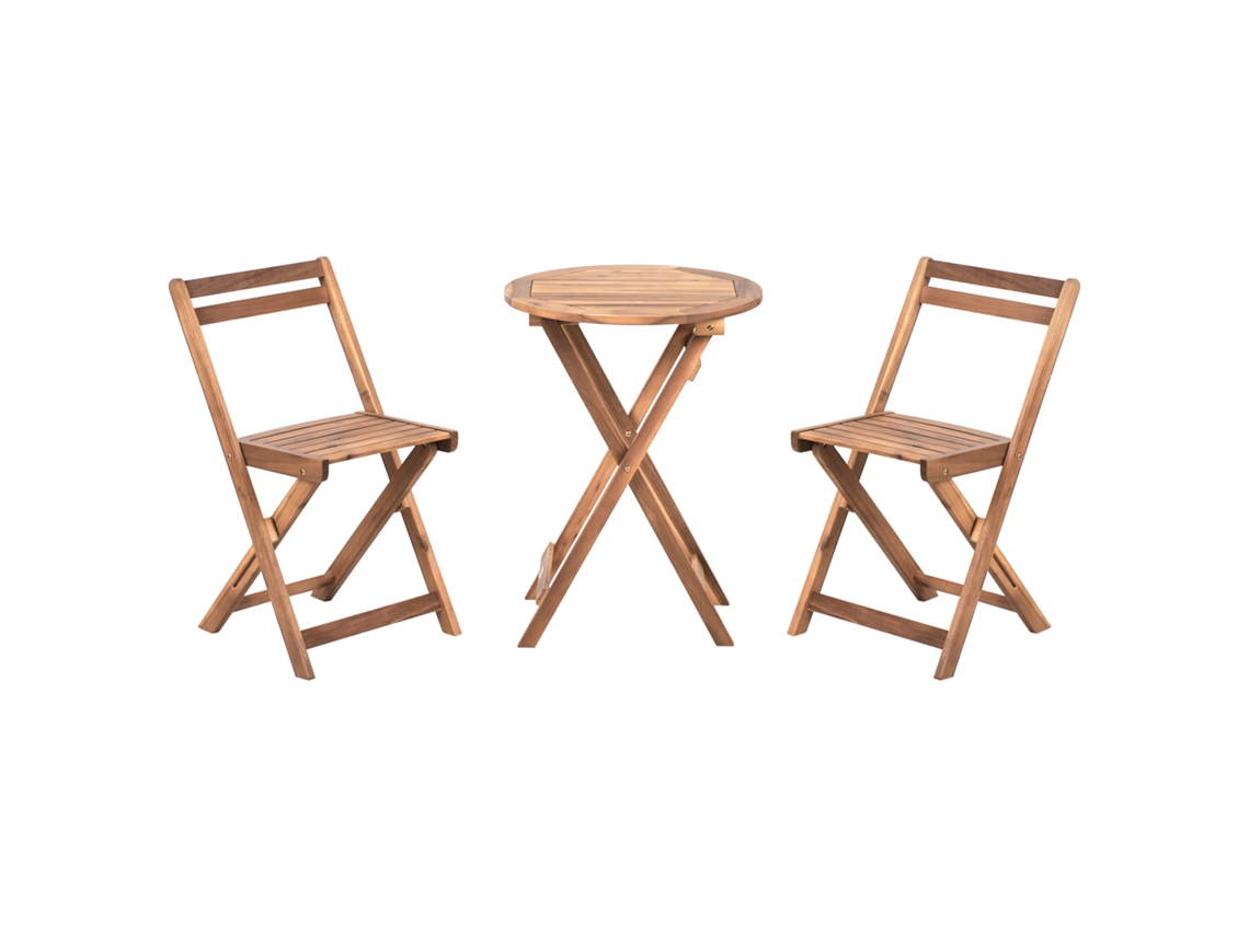Juego de mostrador plegable Sacile en madera de acacia marrón