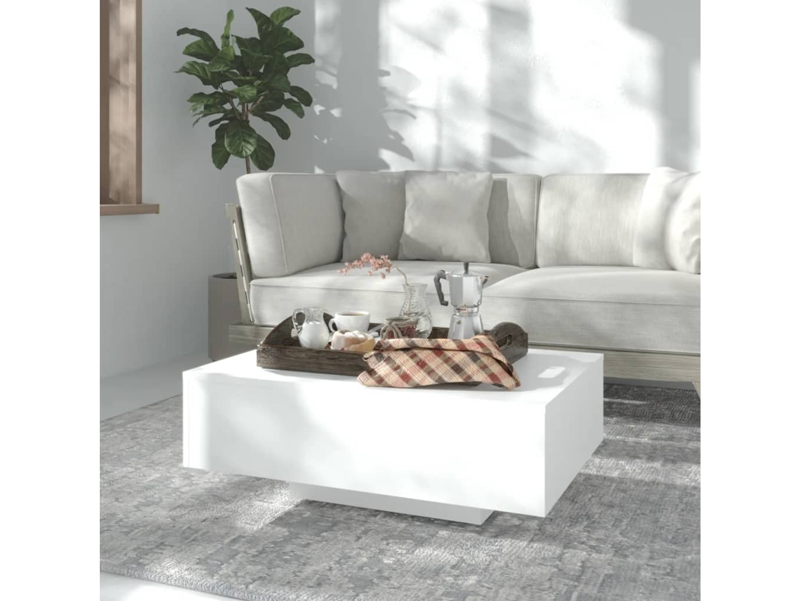 Mesa de centro de madera contrachapada blanca de 85 x 55 x 31 cm, DKD HOME DECOR