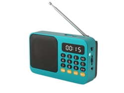 (azul) Radio Fm Portátil Con Linterna Y Función Recargable.