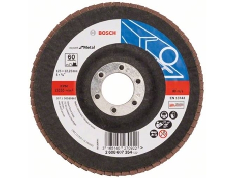 Disco de Lija BOSCH en Lamelas X551 - Expert para Metal D= 125 mm; G= 60 - Acodado