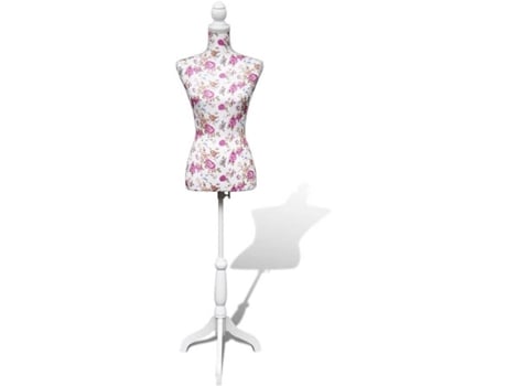 vidaXL Maniquí de busto de mujer algodón blanco con rosas