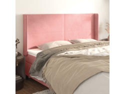 Cabecero Con Orejas De Terciopelo Rosa 183x16x118/128 Cm