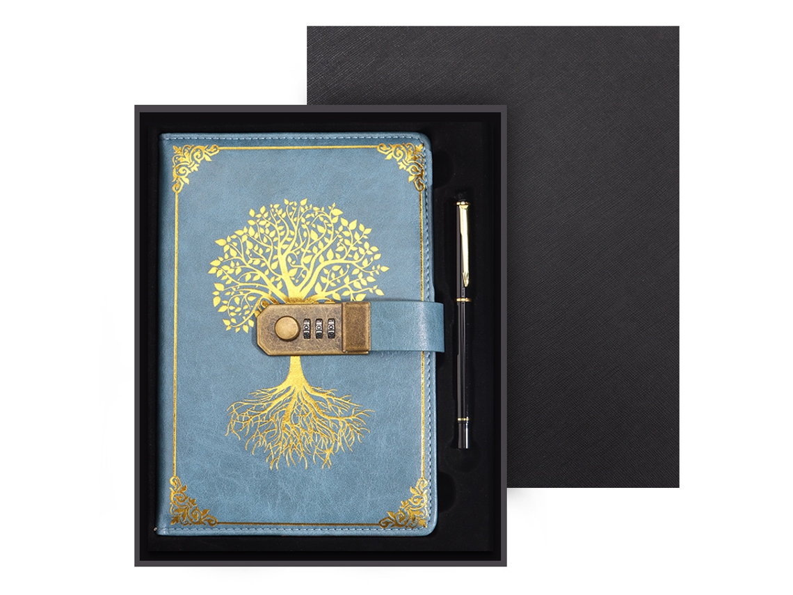 Cuaderno diario A5 Árbol de la Vida con bolígrafo y caja de regalo Eifson