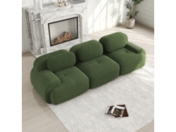 Sofá modular de 3 plazas, sin marco, terciopelo acanalado de primera calidad, espuma 32D, brazos ergonómicos, antideslizante, verde.