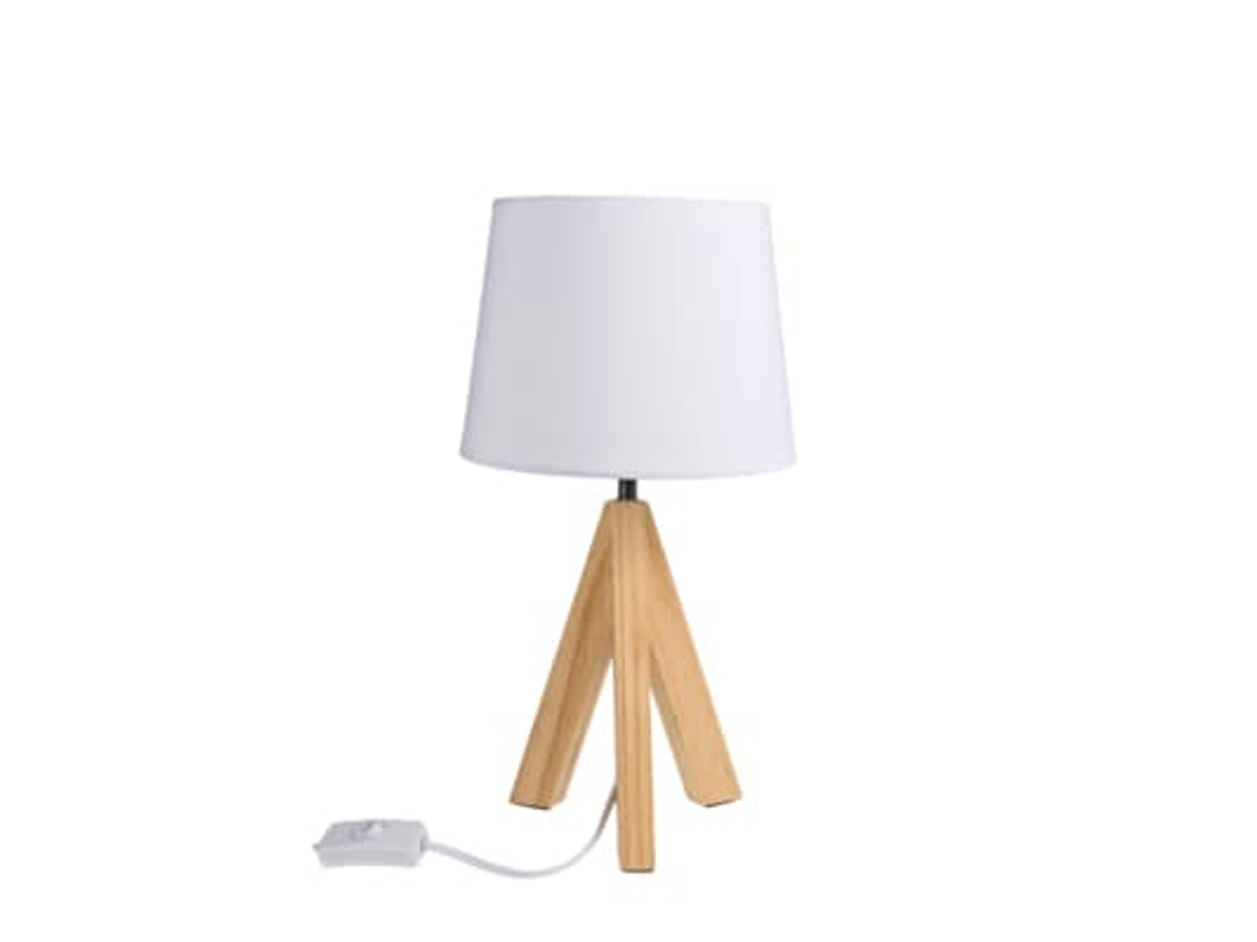 Fuera de la lámpara de mesa azul con pies de madera
