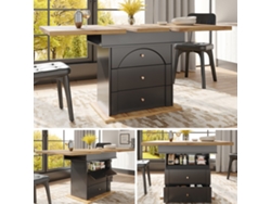 Mesa Extensible Telescópica 110-140×80 Cm - Mesa De Cocina Plegable, Diseño Minimalista, Negro