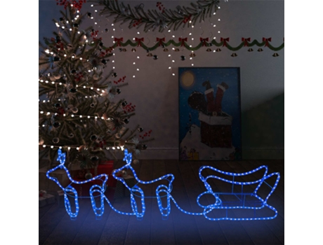 vidaXL Decoración navideña para jardín renos y trineo 576 LEDs
