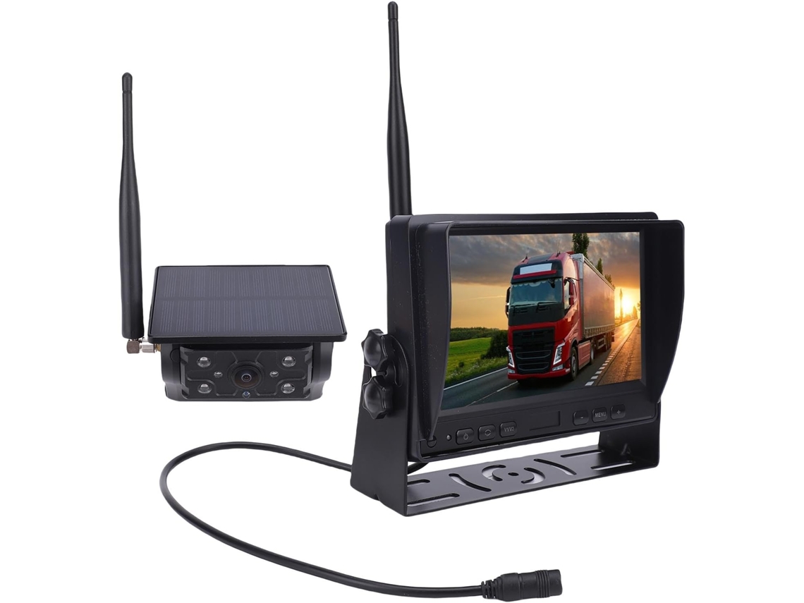Cámara De Visión Trasera Magnética Solar De 7 Pulgadas Y 1080p Para Vehículos Recreativos Con Ángulo Amplio De 150°.