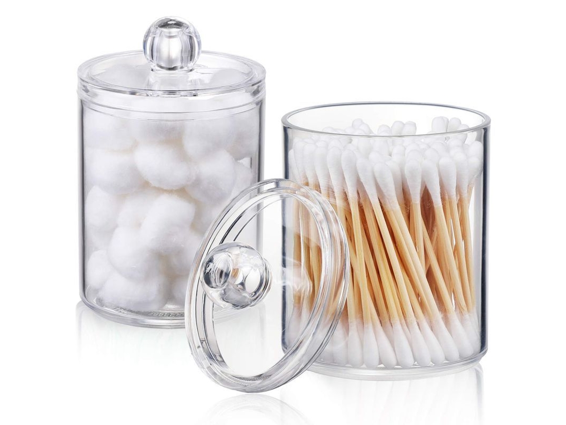 2026-organizadores De Baño Linjou 2 Piezas Para Algodones, Hisopos, Toallitas Y Hilo Dental 10 Oz
