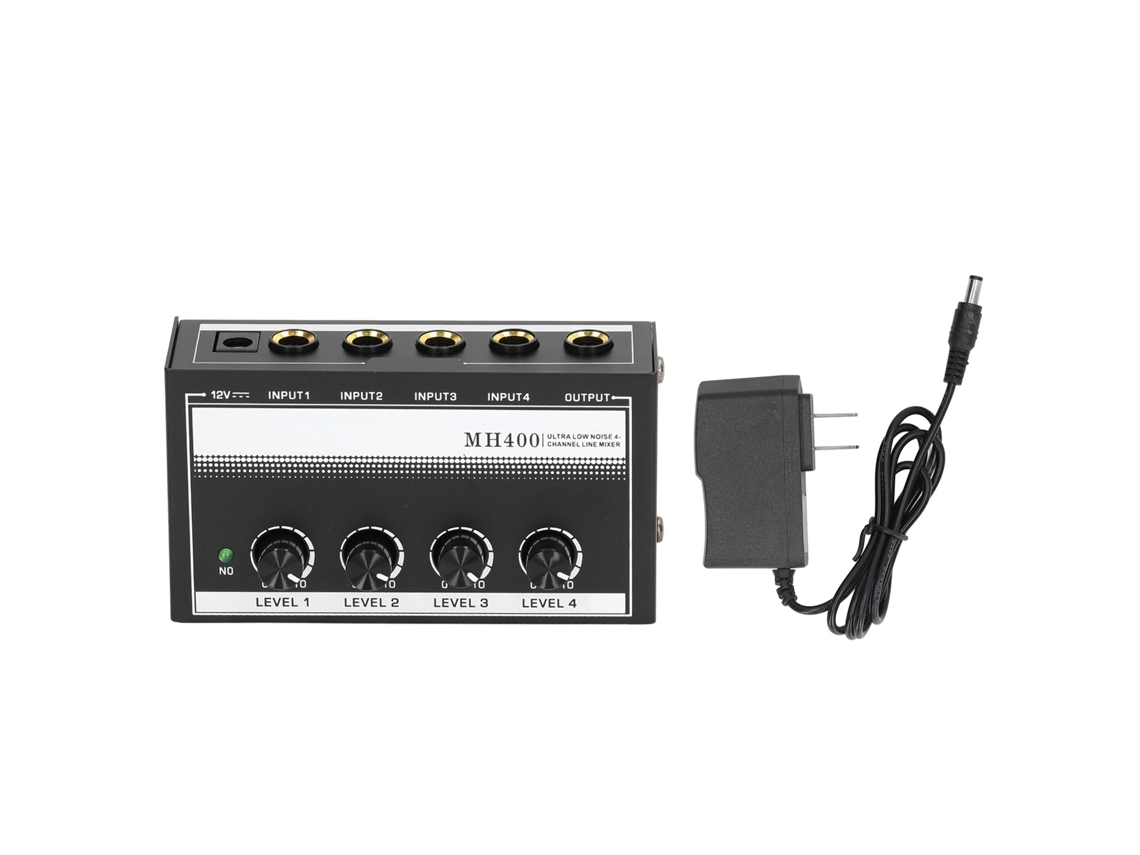 Amplificador De Auriculares Mono Portátil De 4 Canales, De Metal Y Bajo Nivel De Ruido Para Estudio Y Escenario - Blanco