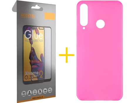 Kit Funda + Protector de Pantalla Huawei Y6P ACCETEL Full Liso (Rosa)