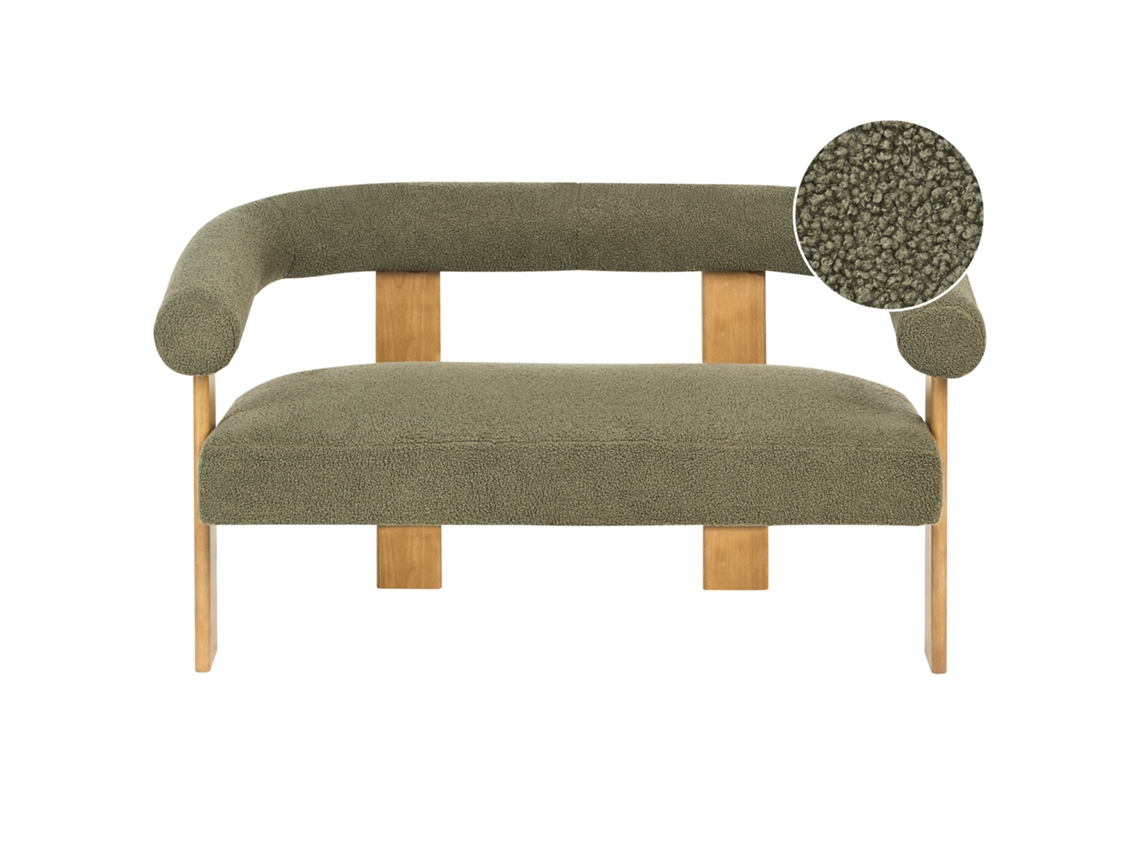 Sofá Beliani Ilbro de 2 Plazas Bouclé Verde 138x68x76