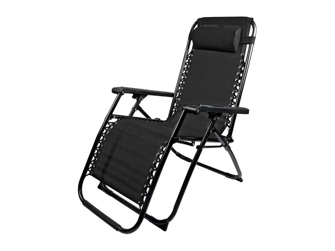 Tumbona reclinable plegable Klack Zero Gravity negra para playa, jardín y piscina
