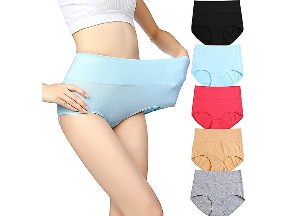 Braguitas Posparto De Algodón De Talle Alto Para Mujer, Paquete De 5 Unidades.