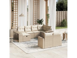 Conjunto de 10 sofás de jardín con cojines de mimbre beige de DKD Home Decor