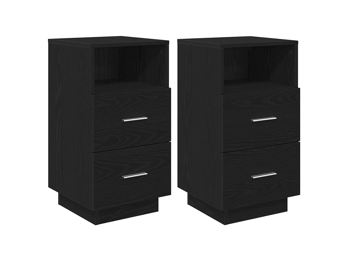 Maison Exclusive - Mesillas De Noche 2 Uds Con 2 Cajones Negro 36x36x68 Cm