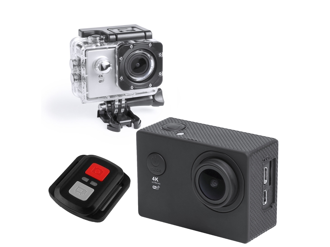 La cámara de acción Klack Pro 4K captura cada momento en HD - Negro | Control remoto | Varios accesorios de montaje incluidos.