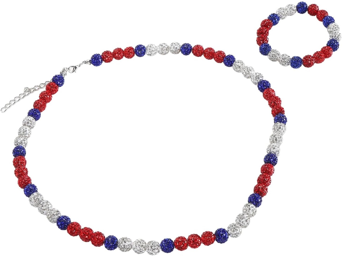 Ensemble Collier Y Brazalete De Béisbol En Perles Strass Pour Phils Fans Philadelphie,