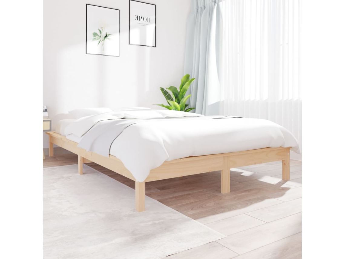 Estructura De Cama Madera Maciza De Pino 120x200 Cm