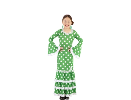 Disfraz de Niña EUROCARNAVALES Flamenca Verde con Bolas (3 - 4 Años)