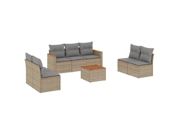 Maison Exclusive - Juego De Sofás De Jardín Con Cojines Beige 8 Pzas Ratán Pe