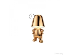 Lámpara De Mesa Thinker Little Golden Man Con Sensor Táctil Led, Lámpara Decorativa De Resina Para Dormitorio O Bar.